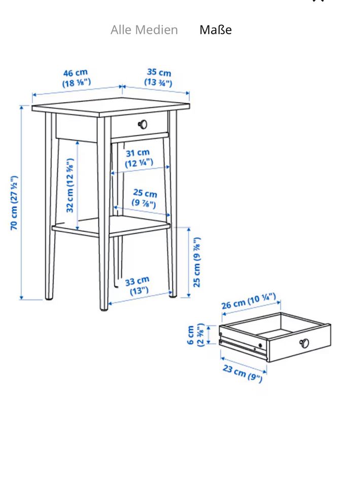 Hemnes Nachttisch in weiß guter Zustand in Stuttgart