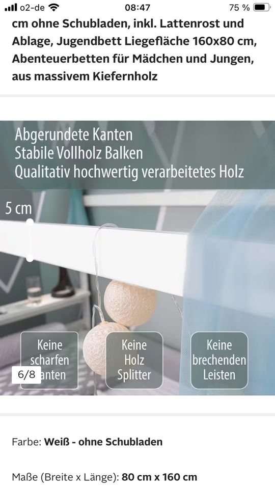 Hausbett, Kinderbett, 80x160, weiß, Vollholz, Alcube, in Leipzig