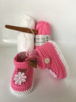 Babyschuhe Sandalen 9cm Rosa gehäkelt gestrickt Handarbeit Neu Niedersachsen - Lohne (Oldenburg) Vorschau