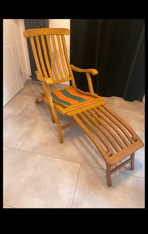 Deck chair Sonnenliege Teak Holz 70er 80er vintage Liegestuhl in Wesel