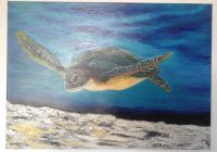 Schildkröte Hand gemalt gespachtelt Leinwand Bild Meer maritim Nordrhein-Westfalen - Bünde Vorschau