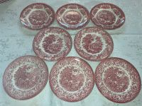 Eit England Keramik Geschirr rot weiß Flachteller, 19.5 cm Sachsen - Meißen Vorschau
