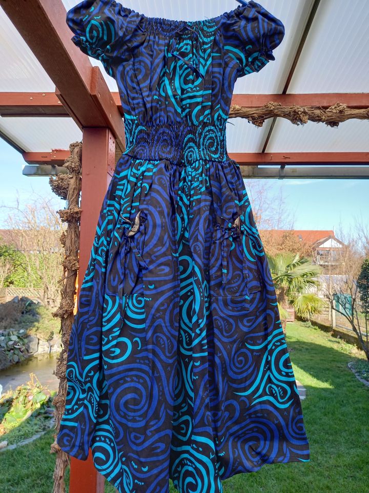 afrikanisches Mädchenkleid blau 134 140 9 J. NEU 100% Baumwolle in Denzlingen