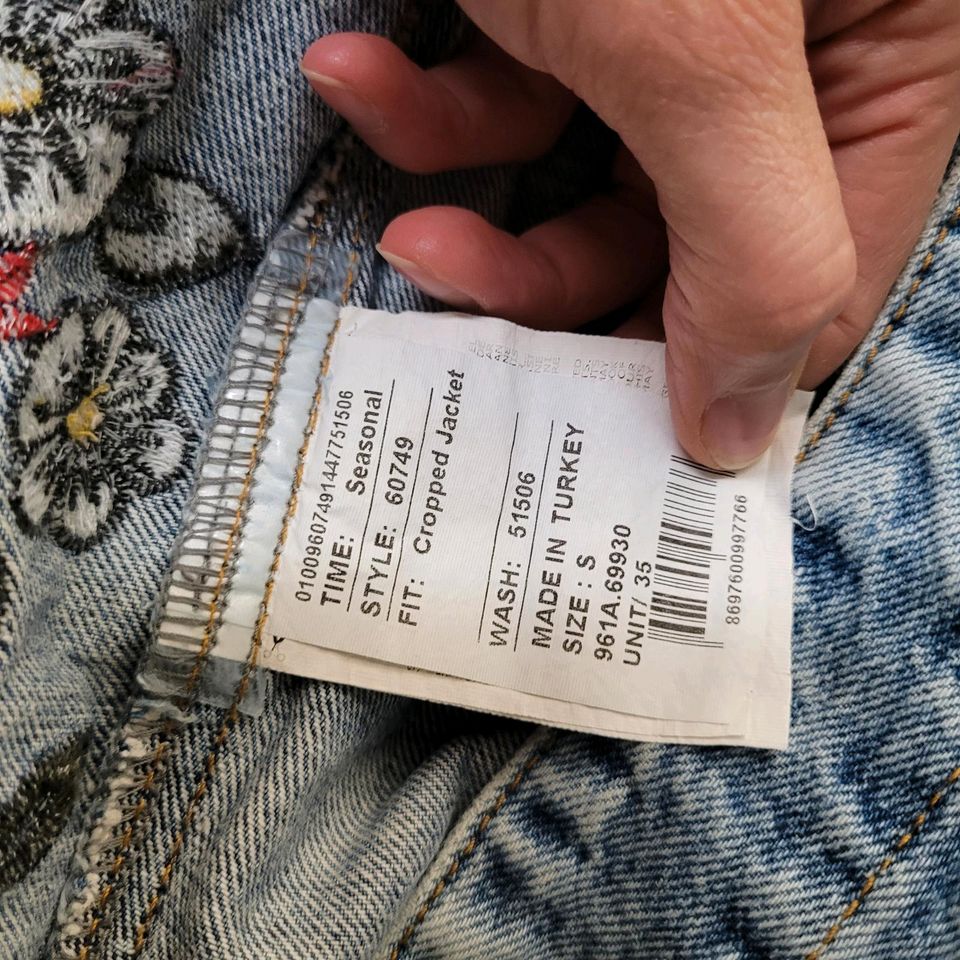 LTB jeansjacke s bestickt stickerei s blumenmuster in Mandelbachtal