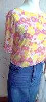 Da. T-Shirt Bluse Jersey Mesh Blumen Bunt Kurzer Arm M 38/40 Nordrhein-Westfalen - Viersen Vorschau