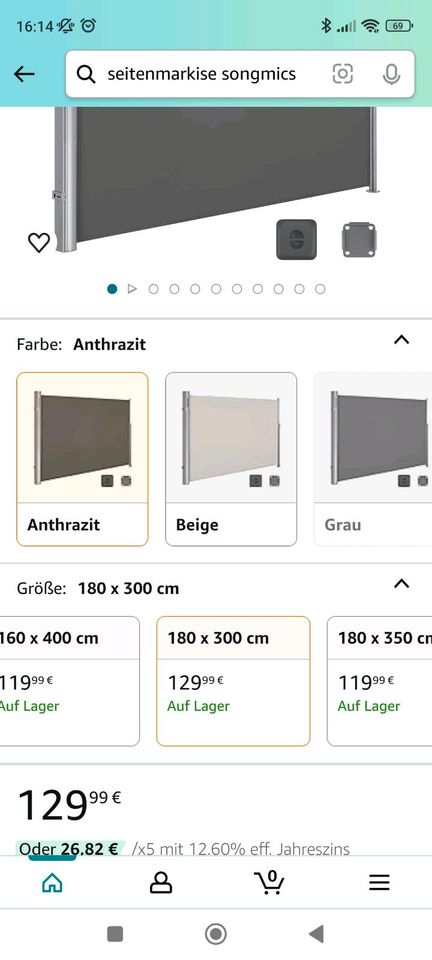 Seitenmarkise in Korschenbroich