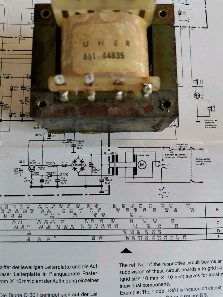 Trafo Uher 661-44835 für SG 521  VARIOCORD in München