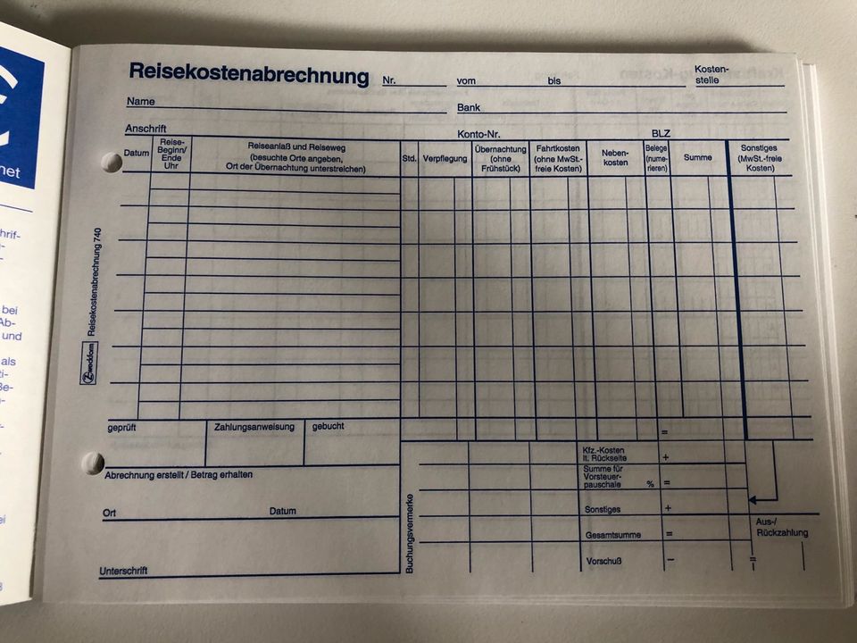 Zweckform 740 Reisekostenabrechung DIN A5 quer,1 Blatt Blaupapier in Karlsruhe