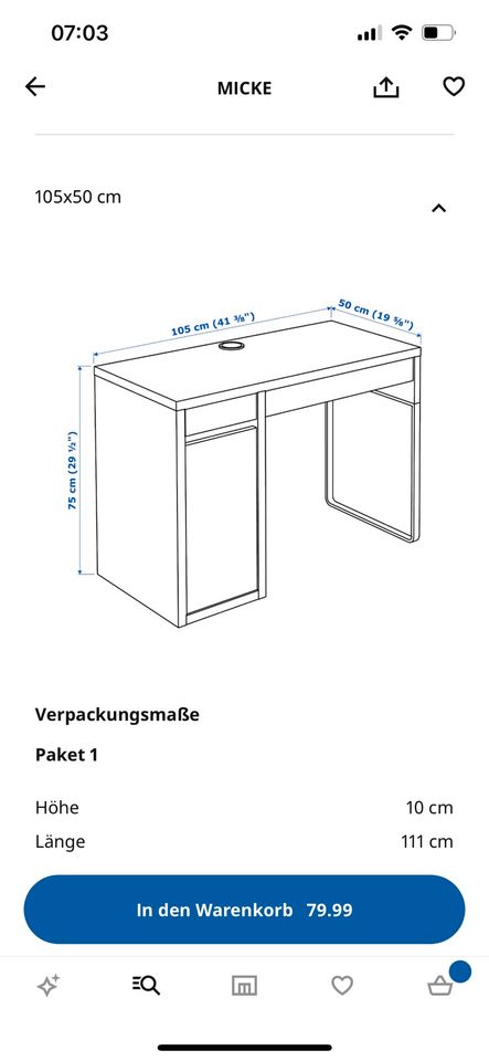 Schreibtisch micke Ikea in Steinbach