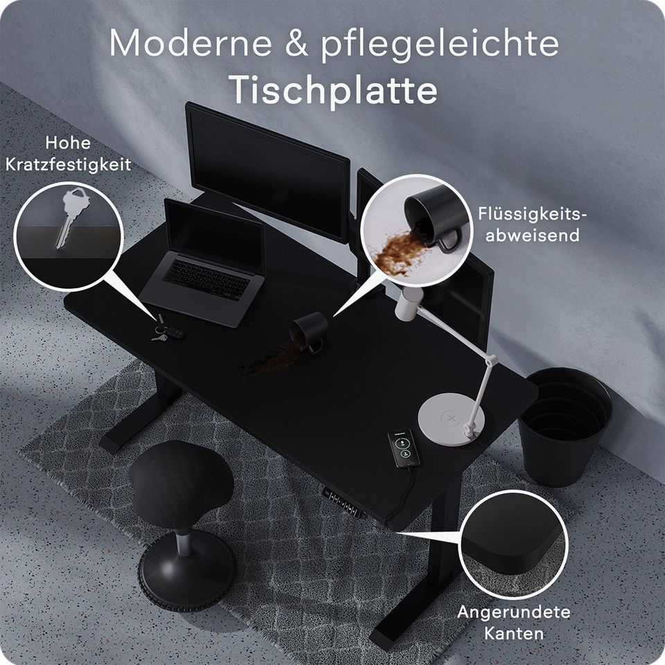 DESQUP Elektrisch höhenverstellbarer Schreibtisch | inkl. Versand | Standing Desk Stehtisch Schreibtisch höhenverstellbar elektrisch bürotisch stehschreibtisch height adjustable desk in München