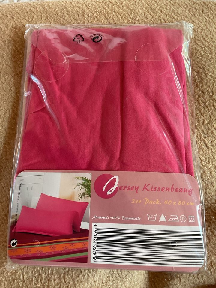 Jersey Kissenbezug 2 Stück in pink / 100% Baumwolle in Bad Ems
