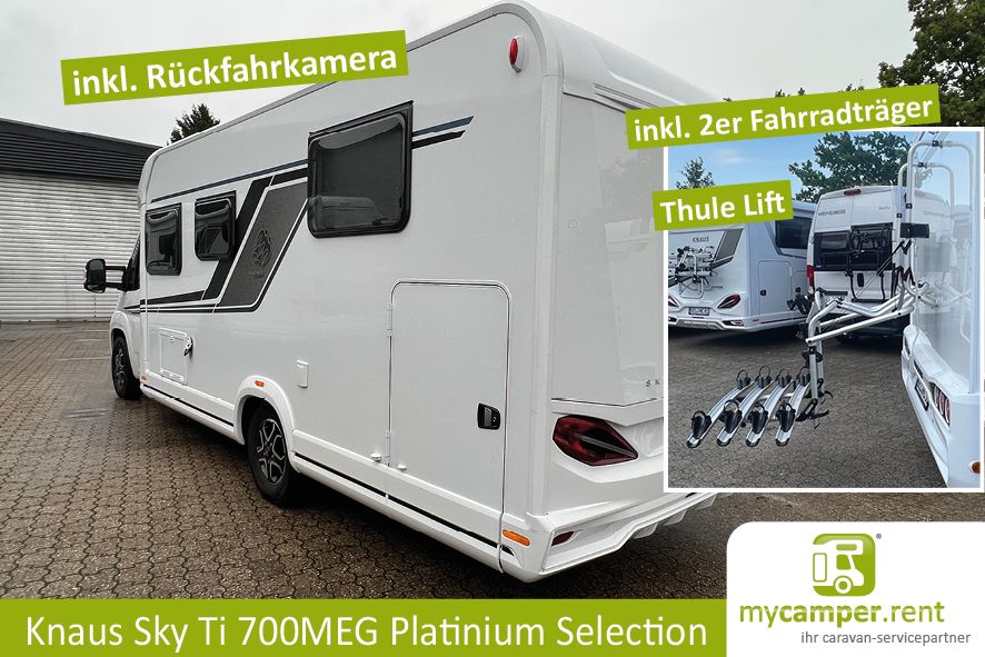 Buchungslücken Deluxe Wohnmobil mieten Knaus Sky Ti 700MEG Platinum Selection Autark Solar - Automatik 9-Gang mit 180 PS Diesel - Dachklima- - Raumbad - Längsbetten - Sat und Smart TV VOLL auch als 4T in Kerken