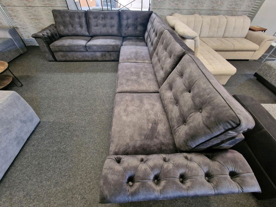 Sofa XXL- Wohnlandschaft Couch L-Form grau mit Schlaffunktion Bettkasten Möbel Wurm wohnen WIR LIEFERN DEUTSCHLANDWEIT in Osnabrück