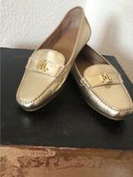 Goldene Mokassin, Ralph Lauren,  neuwertig, ungetragen, Rheinland-Pfalz - Bruchmühlbach-Miesau Vorschau