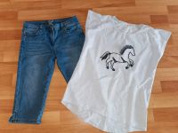 Mädchen Sommer Set Caprihose und T Shirt Pferd Größe 146 Hessen - Gründau Vorschau