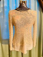 M 38 Pailletten Glitzer Pulli Pullover Lagenlook Chiffon beige Brandenburg - Cottbus Vorschau