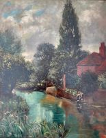 Ölgemälde Yeend King (1855-1924) Fluss Landschaft antik alt groß Bayern - Mainburg Vorschau