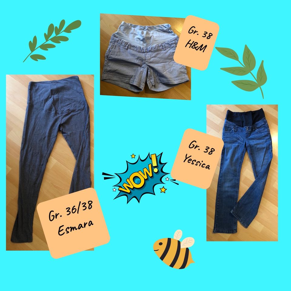 Umstandshosen / Leggings / Jeans / kurze Hose Größe M in Erkheim