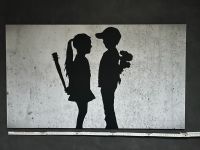 Bild Banksy Junge Mödchen Blumen Baseballschläger Mecklenburg-Vorpommern - Stralsund Vorschau