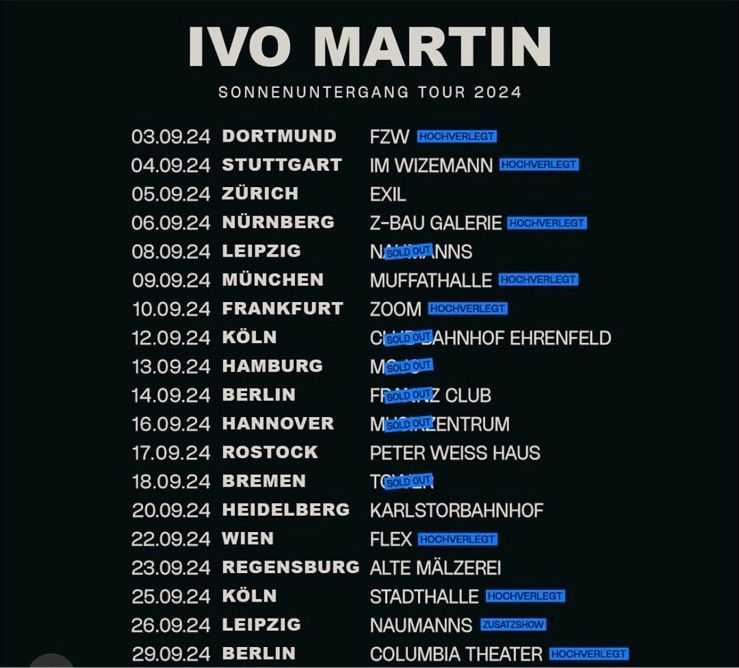 Ivo Martin Berlin 2 Tickets (ausverkauft) in Berlin