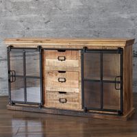 Sideboard FINE massiv Mangoholz & Eisen Design Kommode Schiebetür Baden-Württemberg - Baindt Vorschau