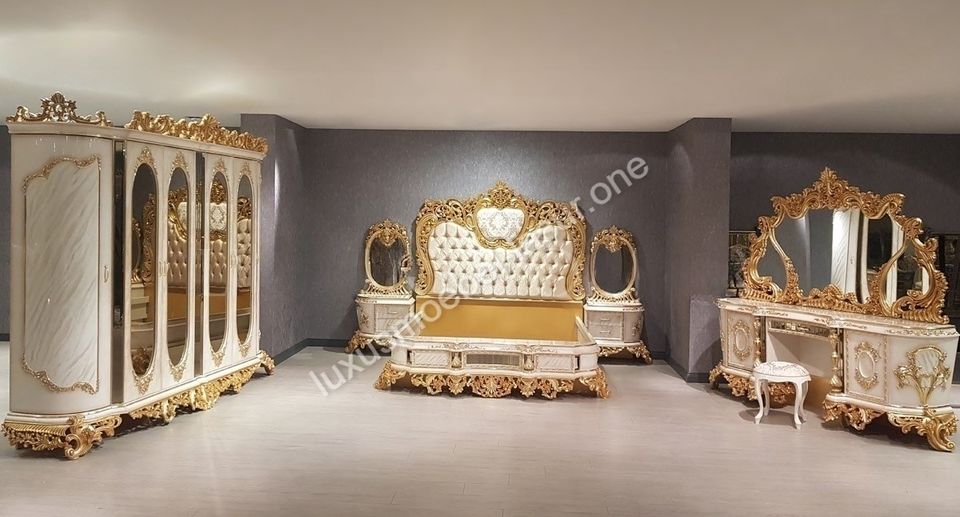 Schlafzimmer Barock Luxus Möbel Bett Schrank Nachttisch Kommode in Essen