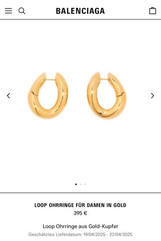 BALENCIAGA Loop Ohrringe Gold; leicht twisted; im Shop online in Düsseldorf