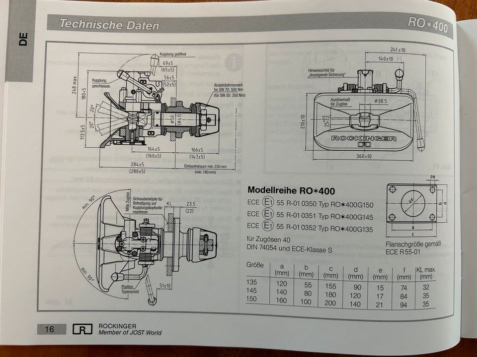Rockinger RO 400 G 135 LKW vollautomatische Anhängerkupplung NEU in Brodersby bei Schleswig
