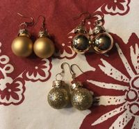 Weihnachtskugeln Schmuck Ohrringe Weihnachtsohrringe Gold Glitzer Baden-Württemberg - Obersulm Vorschau