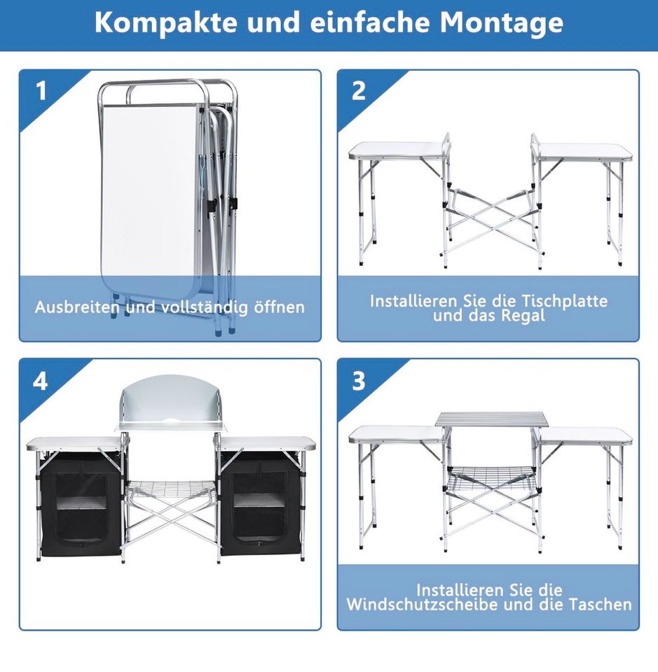 Campingküche Reiseküche Campingschrank Faltschrank Küchenbox Alu in Bebra