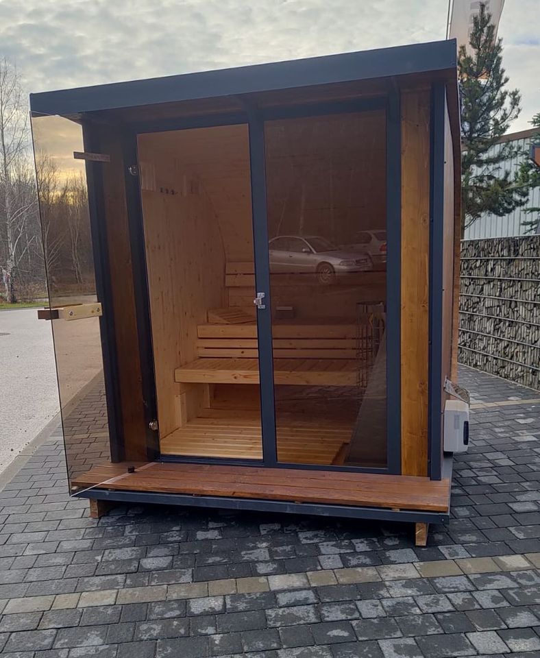 Gartensauna Outdoorsauna Saunahaus HORISONT M2 Saunaofen 1,6x2,4m in Görlitz