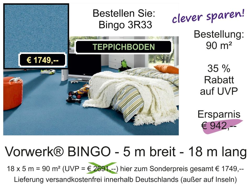 90 m² Teppichboden Vorwerk® Bingo (€ 1749,-- statt UVP € 2691,--) in Osloß
