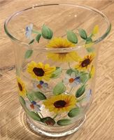 Kerzenhalter aus Glas, rund, Motiv: Sonnenblumen Bayern - Gangkofen Vorschau