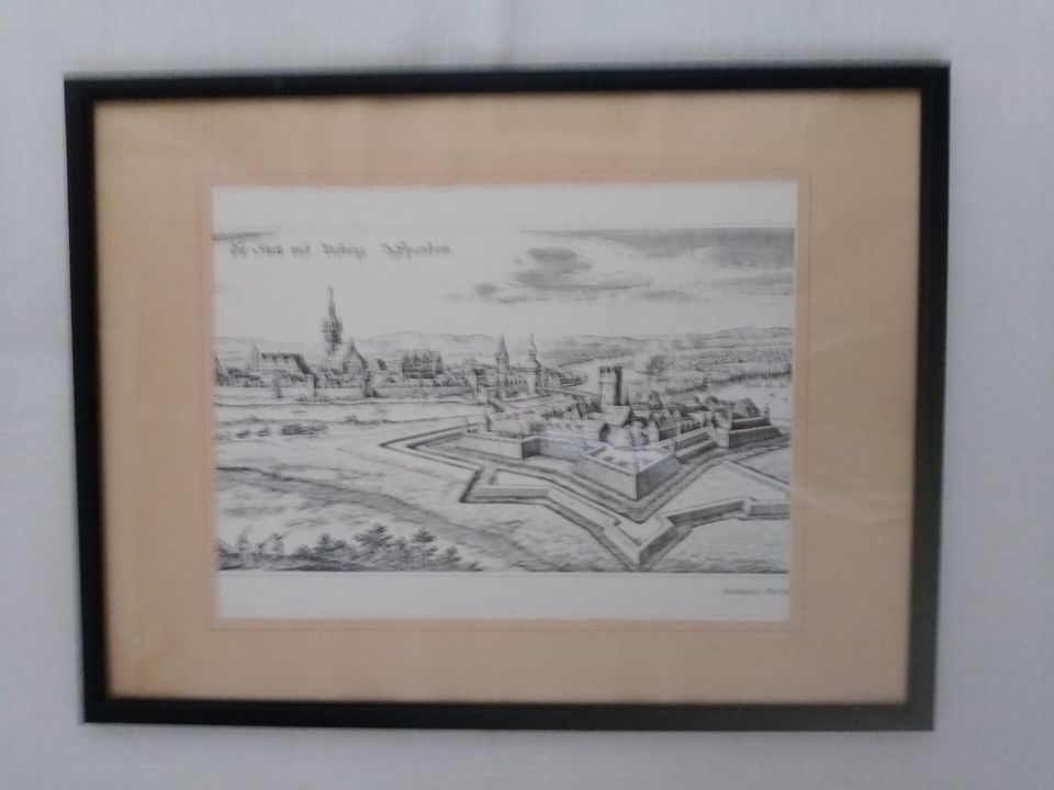 #Schöner MATTHAEUS MERIAN-Stich Druck-Wandbild # SPANDAU in Rhauderfehn