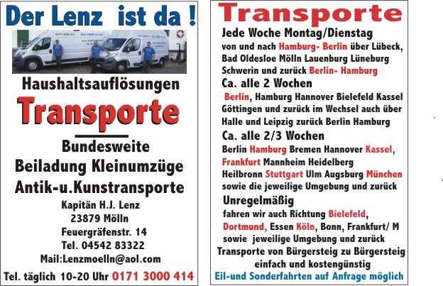 Transportunternehmen mit Kunden Auto für Selbstfahrer zu verkauf in Mölln