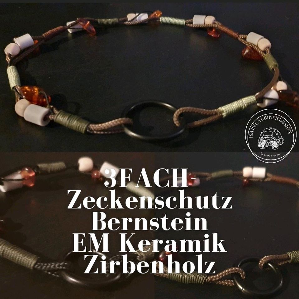 3FACH Zeckenschutz - Bernstein - EM Keramik - Zirbenholz Halsband in Pulheim