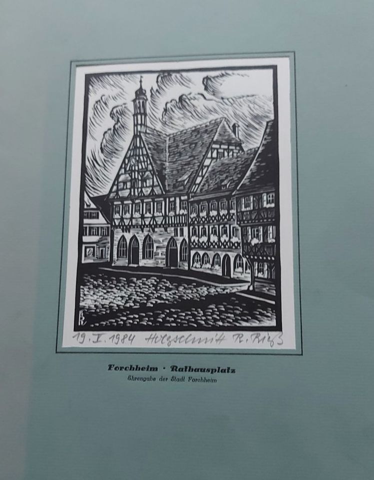 19.05.1984 Holzschnitt Forchheim von Rudolf Rieß. O € Versand!!!! in Asbach