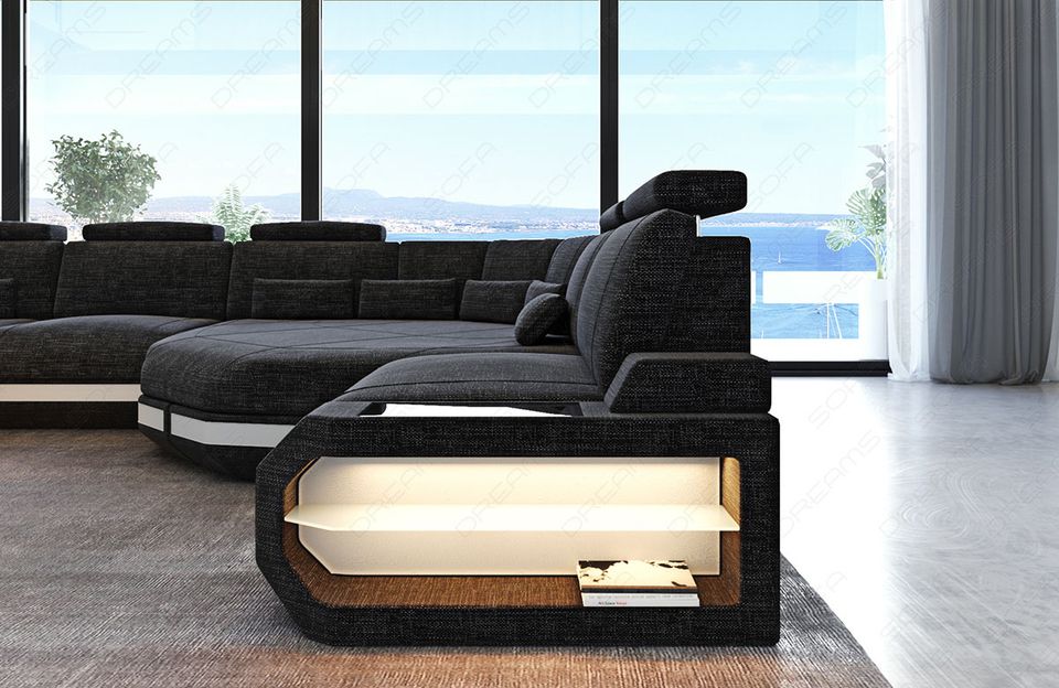 Luxus Stoff Wohnlandschaft Asti XXL mit 2 Relax Ecken und USB in Berlin