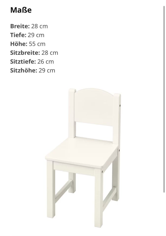 Ikea SUNDVIK Kinderstuhl, Kindertisch, weiß in Bremervörde