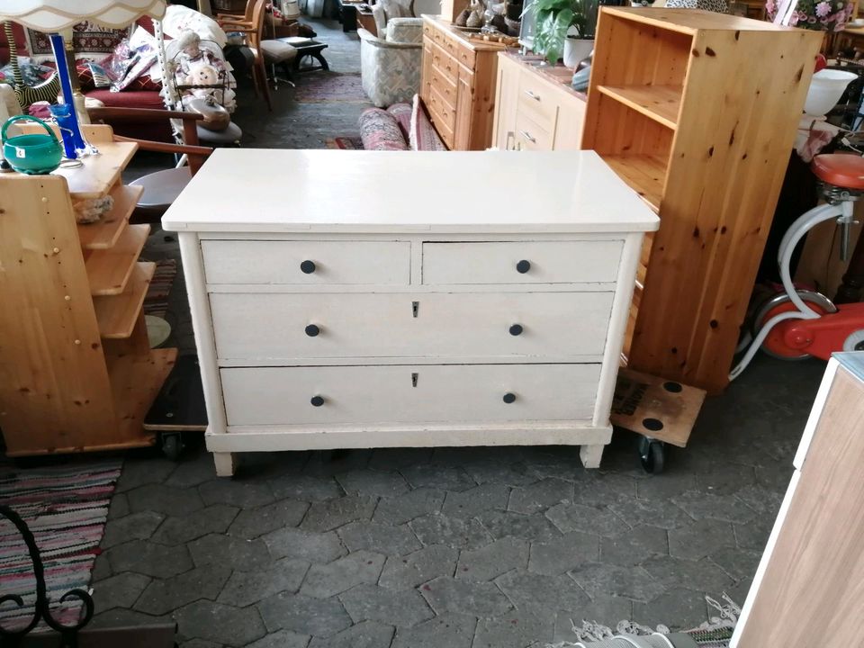 Kommode Sideboard Antik Echtholz Weiß Lackiert Massiv Holz in Rimbach