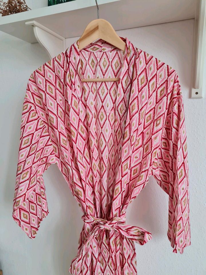 Block Print Baumwolle Kimono Rot Pink in Rotenburg (Wümme)