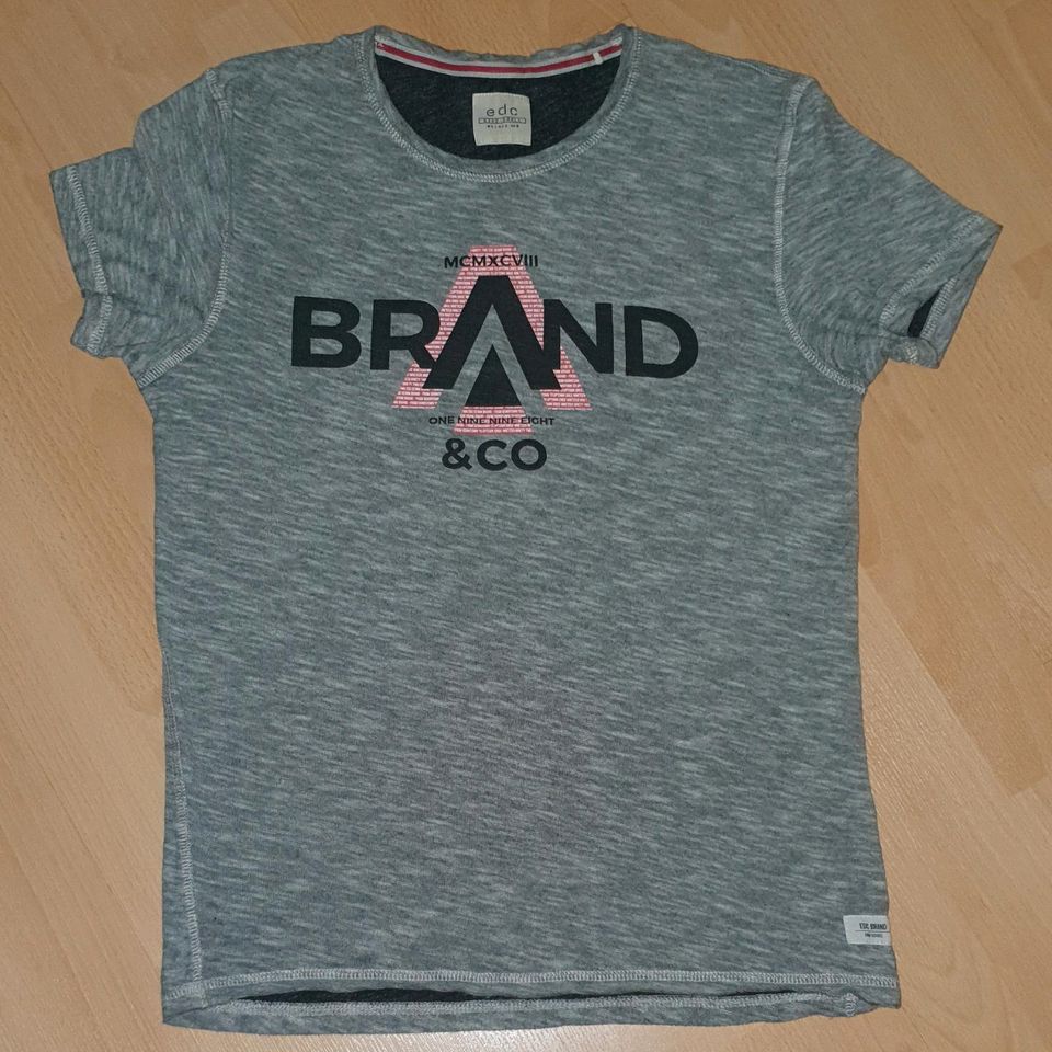 ESPRIT edc T-Shirt S Kurzarm Shirt Grau Aufdruck Herren in Essen