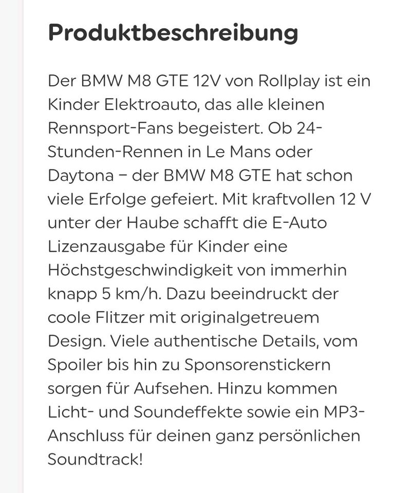 BMW Kinderelektroauto in Bad Lauchstädt