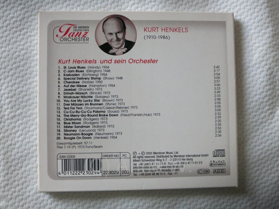Kurt Henkels "Die grossen deutschen Tanzorchester" - 2 CDs in Berlin
