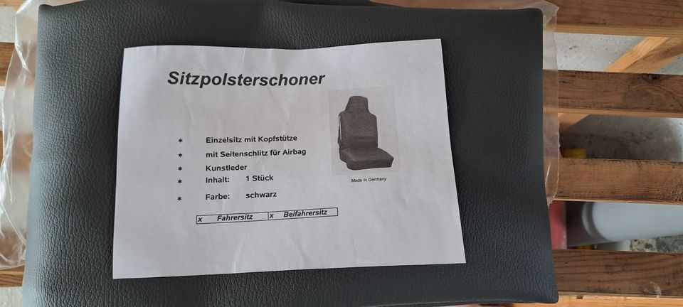 Sitzpolsterschoner Einselsitz m.Kopfstütze schw Kunstleder neu in Aubstadt