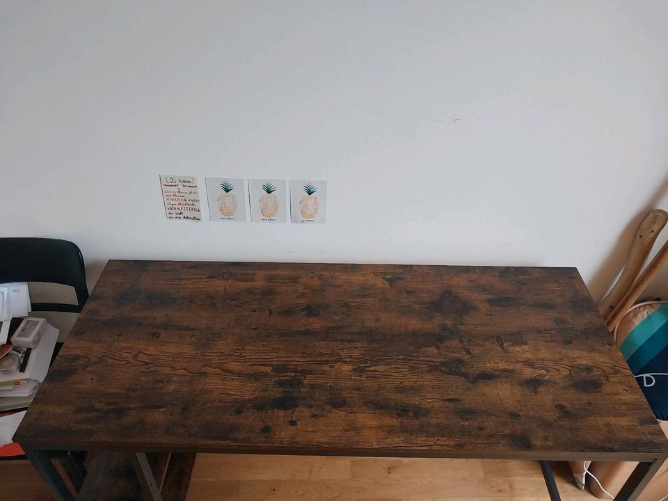 Schreibtisch Holz Metall schwarz mit 2 Ablagefächern in Köln