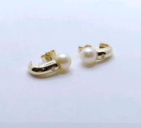 Gold Ohrringe mit Perle & Diamantsplitter, 585er Gold Ohrstecker Berlin - Neukölln Vorschau