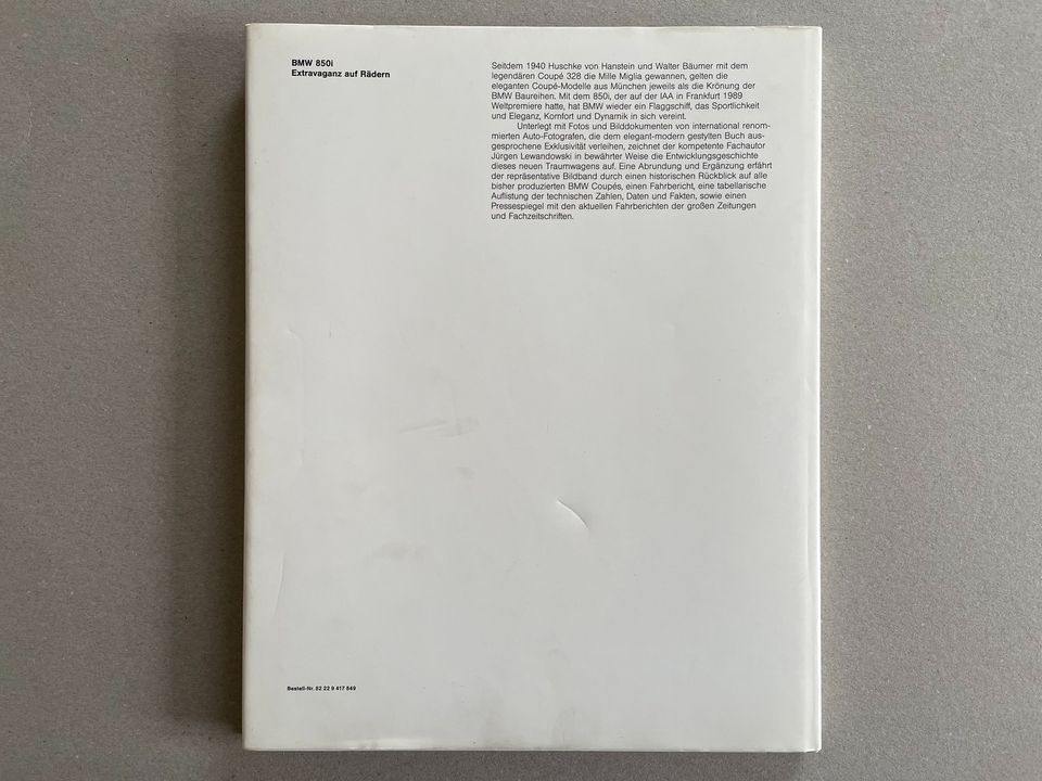 Buch: BMW 850i, J. Lewandowski, Extravaganz auf Rädern, 1990 in Armsheim