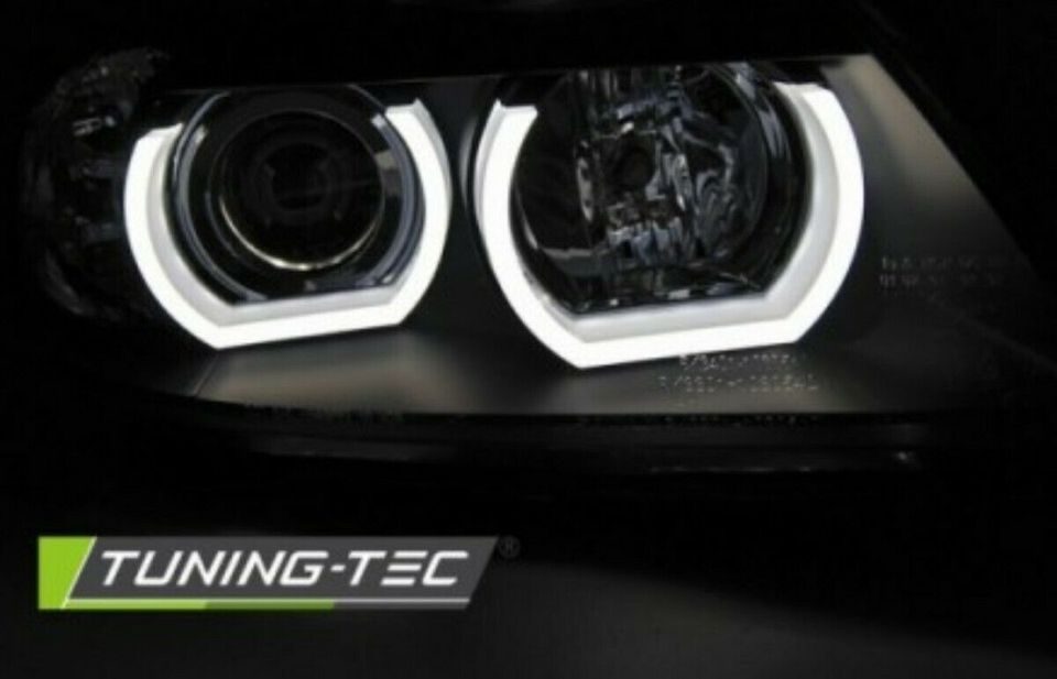 Scheinwerferset BMW E90 05-08 3D Angel Eyes KLARGLAS / SCHWARZ