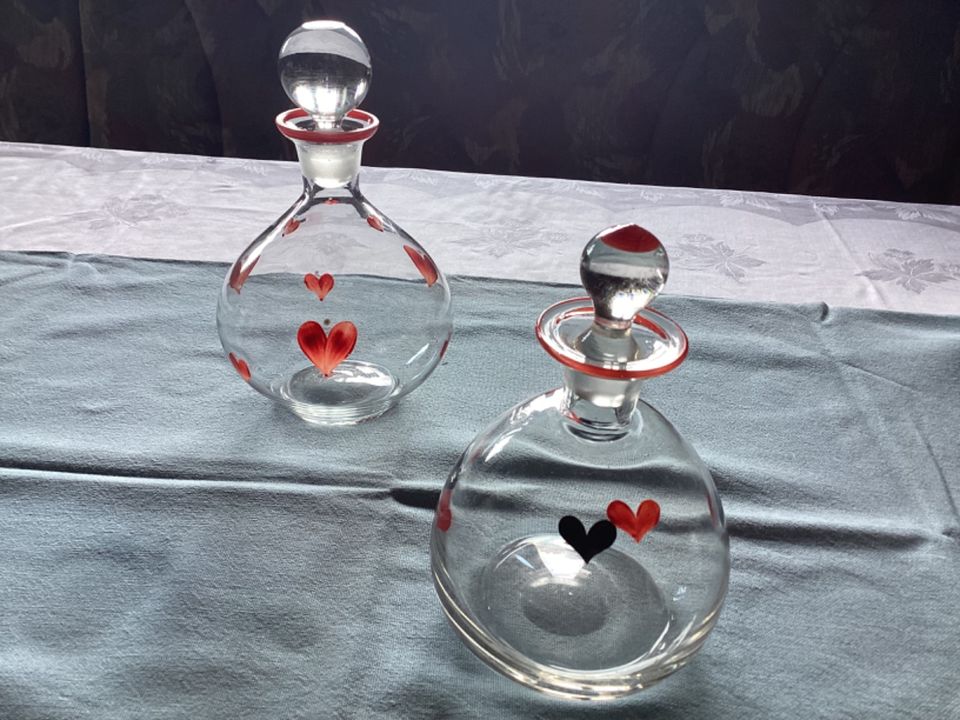 Glas...Dessertschalen , Likörflaschen, Platte in Tettnang